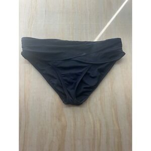 Bleu Rod Beattie Womens Black Crossover Ruched Bikini Bottom Swim Brief Size 6